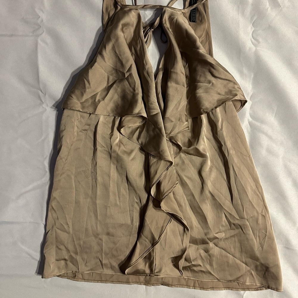 Guess Tan Satin Blouse